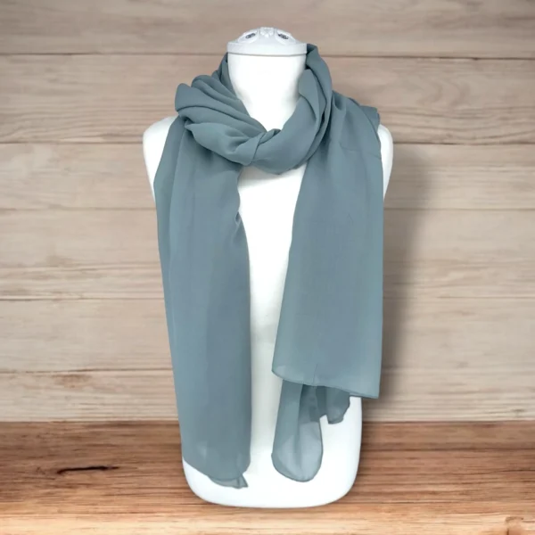 طرحه شيفون ازرق اخضر ساده scarf chiffon plain green gray