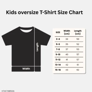 Size chart for oversize cotton t-shirt kids boys and girls – Lana Designs