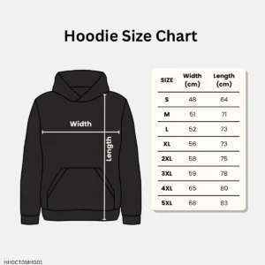Size chart for unisex cotton pullover hoodie for men and women – Lana Designs