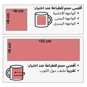 أحجام وقوالب الطباعة المخصصة على كوب السيراميك حسب الطلب