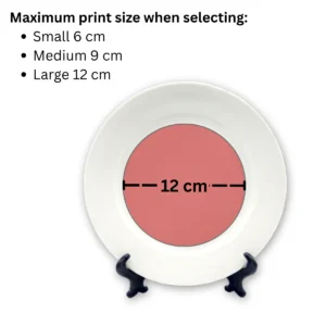 Print details on a custom white ceramic plate — print on demand
